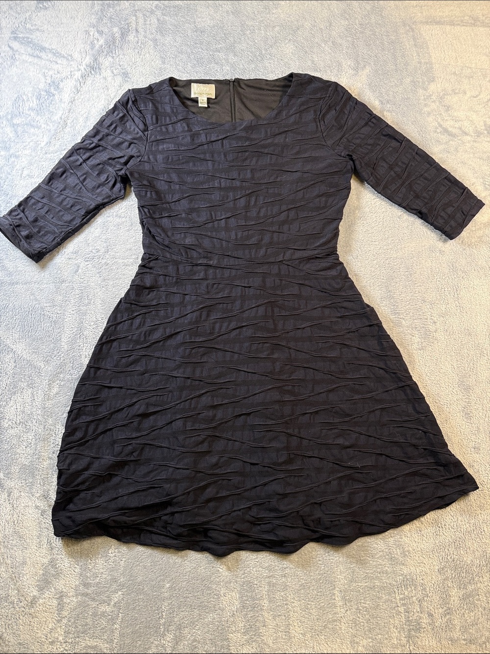 Donna Morgan Black Textured Fit-and-Flare Dress #3160